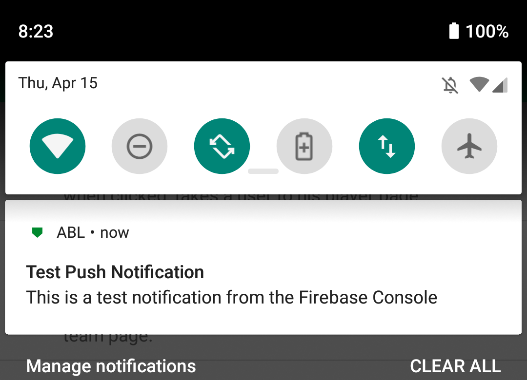 Android Device - Test Push Notification